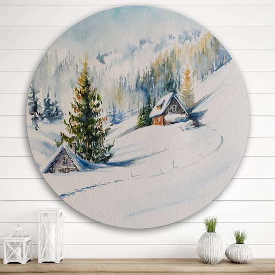 Designart - Little House In The Winter Mountains